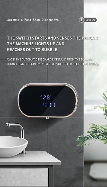 Automatic Foam Soap Dispensers for Bathroom Smart Washing Hand Machine with USB Charging Two Colors with ABS Material