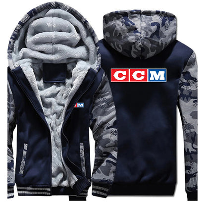CCM Vinterhoodie Herr – Tjock fleece, dragkedja, solid färg, varm & bekväm, S–5XL, 12 färger