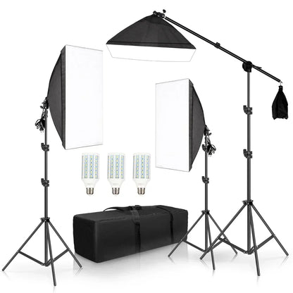 SH 1pc-3Pcs Photography 50x70CM Softbox Lighting Kits Professional Light System With E27 Photographic Bulbs Photo Studio