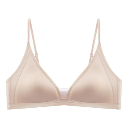 Thin Satin Wireless Deep V Bra Shockproof Anti-sagging Push Up Underwear Gathered Breasts Lingerie Seamless Bras Summer Spring