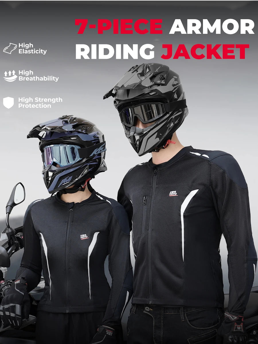 Motorcycle Riding Jacket Summer Breathable Men Women with 7Pcs Set CE Protective Gear Soft Mesh Body Protector Moto  Equipment