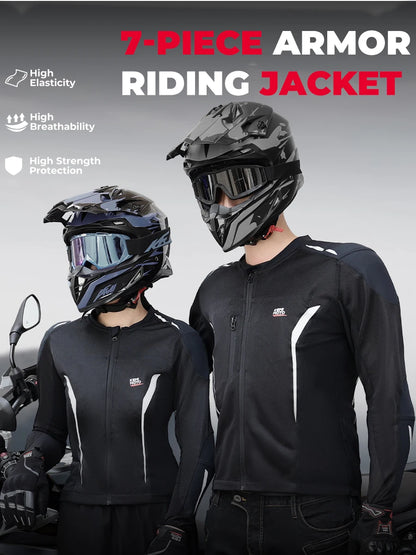 Motorcycle Riding Jacket Summer Breathable Men Women with 7Pcs Set CE Protective Gear Soft Mesh Body Protector Moto  Equipment