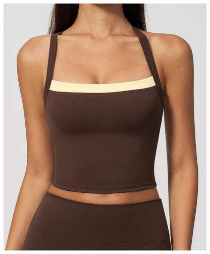 Women Criss Cross Back Yoga Tank Top Push Up Sports Bra Fitness Running Workout Gym Vest Color Block Sport Underwear Crop Top