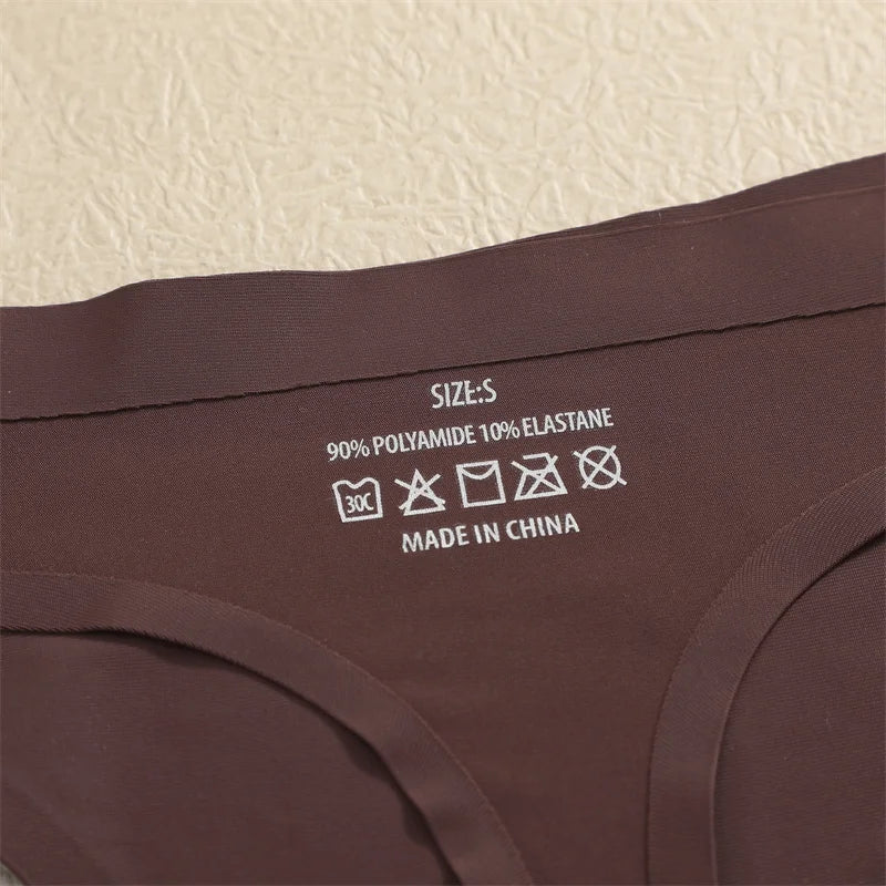 7PCS/Set Ice Silk Seamless Women G-String Panties Sexy Low-Waist Thongs T-Back Female Solid Color Soft Underwear Utral-Thin Pant