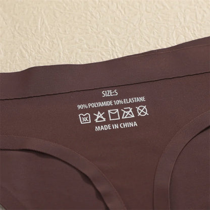 7PCS/Set Ice Silk Seamless Women G-String Panties Sexy Low-Waist Thongs T-Back Female Solid Color Soft Underwear Utral-Thin Pant