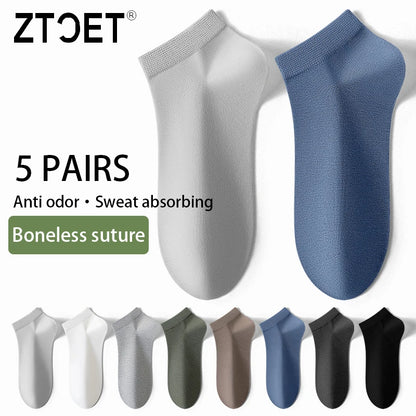Men Combed Cotton Socks Short Breathable Odor proof and antibacterial Business Spring Summer for Male socks High Quality 5Pairs