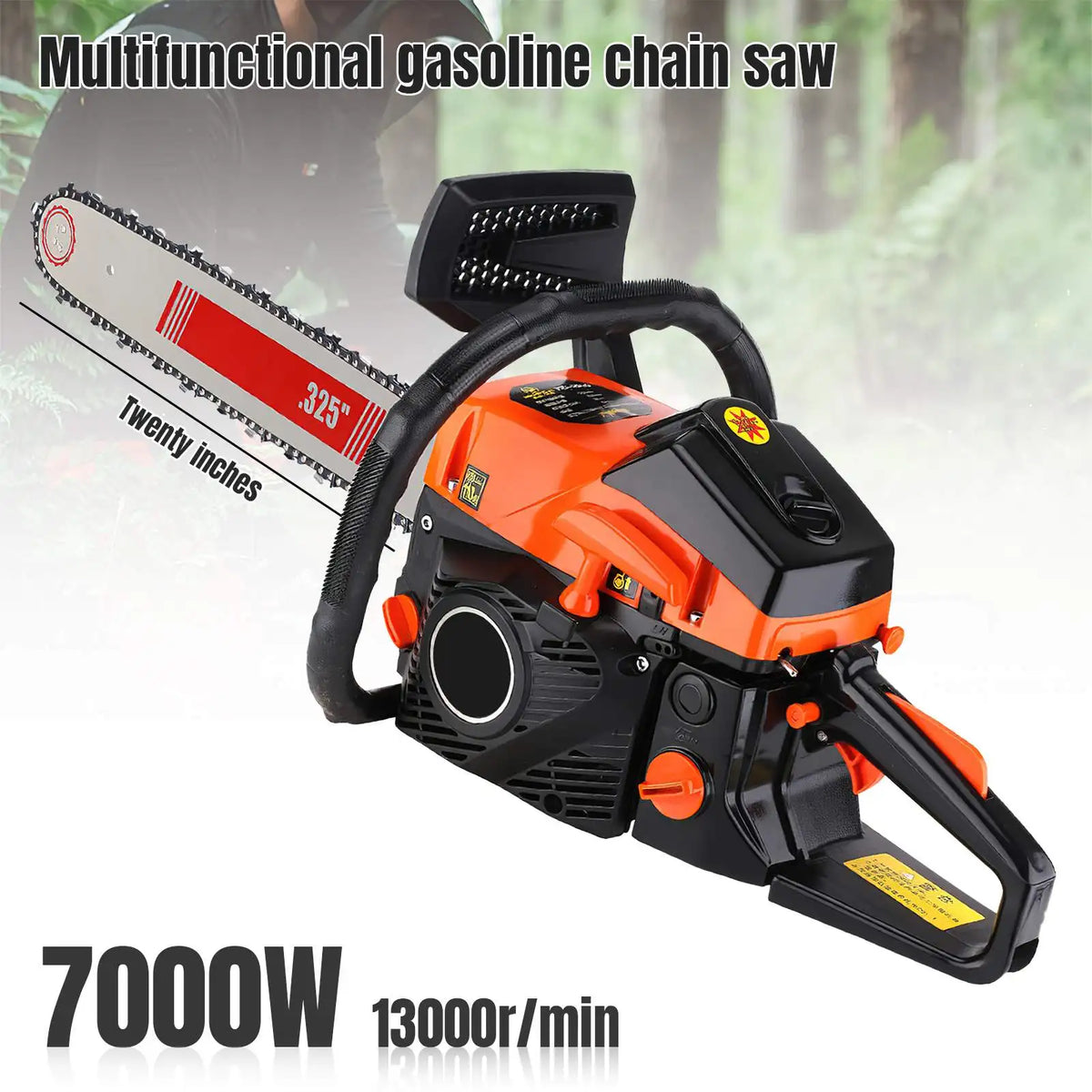 6000W 2-Stroke 20 Inch Gas Powered Chainsaw, 68CC Heavy Duty Logging Saw, Anti-Vibration Petrol Chain Saw for Farm, Garden & Tree Felling
