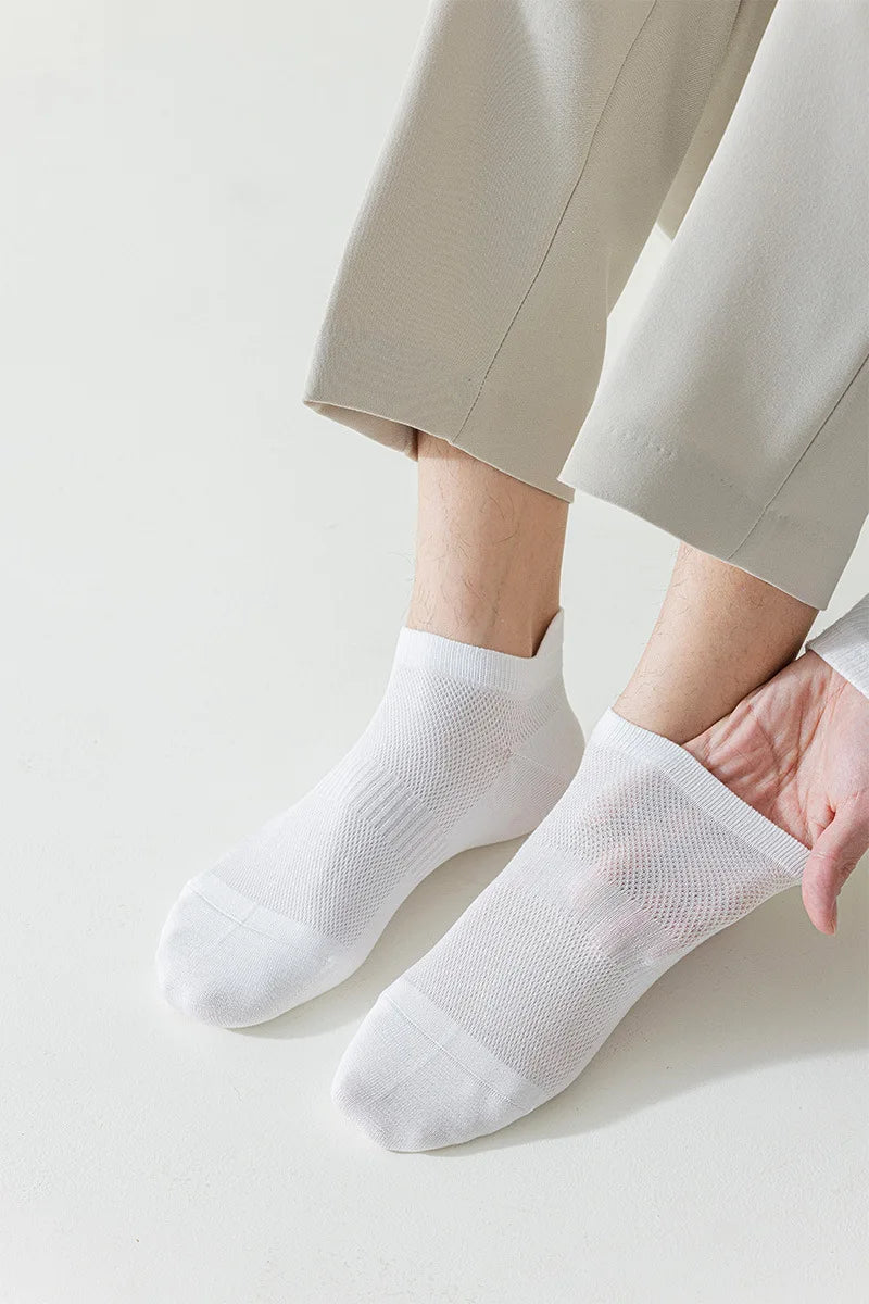 High Quality 5Pairs/Lot Men's Bamboo Fiber Socks Hand Link Short Mesh Breathable Ankle Socks Summer Male Socks