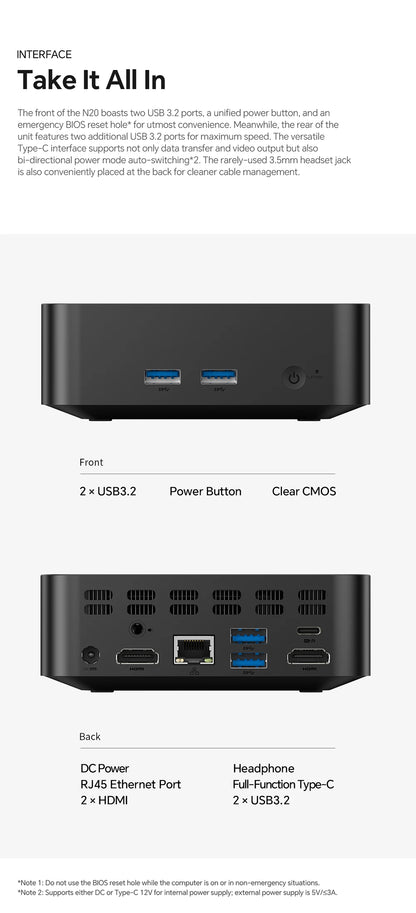 Teclast N20 Mini PC Intel N5095 11:e gen 16GB RAM 512GB SSD – 4K Windows 11 Pro WiFi 6 Kompakt Hemmakontor Desktop