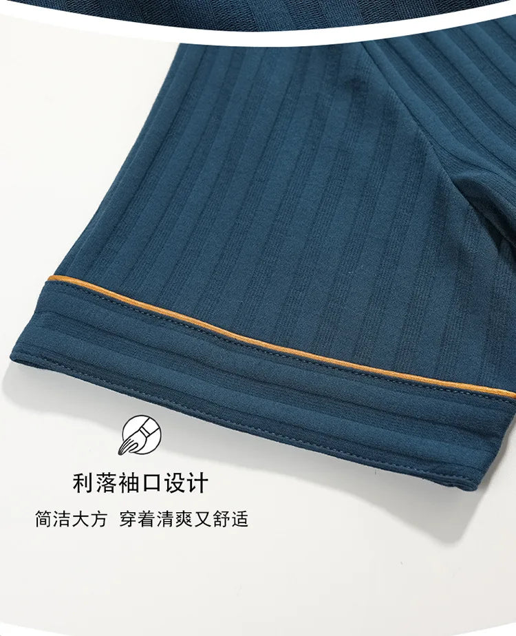 2023 New Cotton Sleepwear Men's 3 Pieces Set Homewear Plus Size 4XL Cardigan Nightwear Short Sleep Tops & Shorts & Long Pants