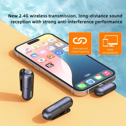 Wireless Mini Lavalier Microphone Live Broadcast Gaming Recording Interview Vlog Professional Microphone for iPhone iPad Android