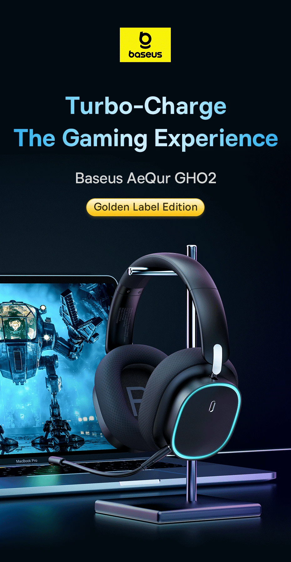 Baseus GH02 Trådlösa Gaminghörlurar med Mikrofon