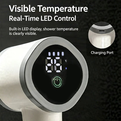 Trådlöst Duschhandtag med LCD Temperaturdisplay – 2m Slang, Husdjur & Camping, Vit