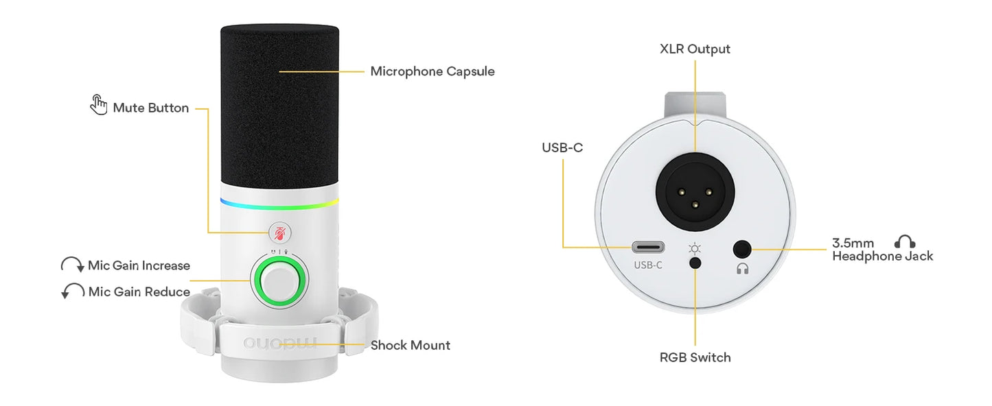 MAONO PD200X RGB Gaming Microphone Dynamic Microphone USB/XLR Dual Mode Microphone Podcast Mic RGB XLR/USB Gaming Podcasting Mic