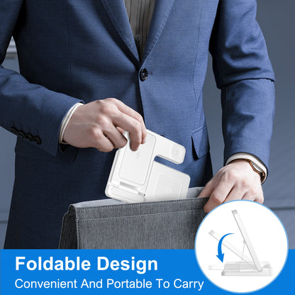 15W Magnetic Wireless Charger Stand Foldable 3 In 1 Fast Charging Sation for iPhone 17- 12 Pro Max Apple Watch 8 7 Airpods Pro