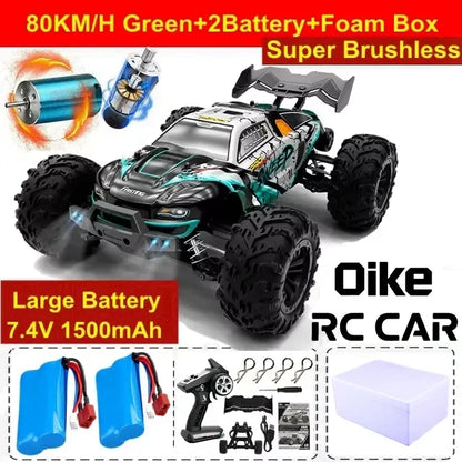 Oike RC Drift Car With LED Light 50KM/H / 80KM/H Brushless 4WD Remote Control Electric High Speed Racing Monster Truck for Adult