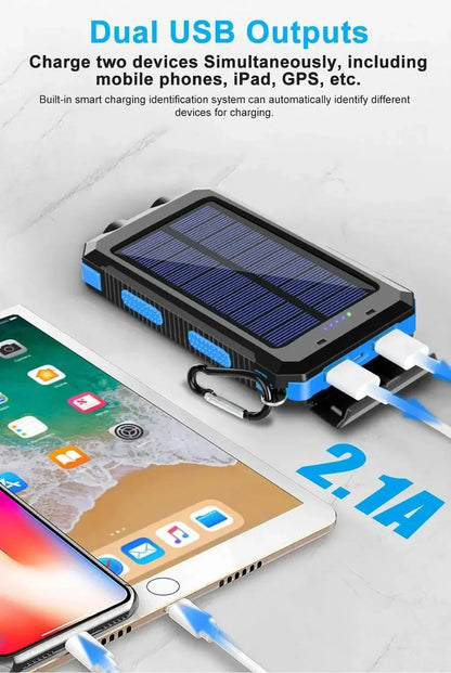 2026 New 200000mAh High Capacity Solar Power Bank Fast Charging USB-A/USB-C for IOS Android Portable Charger