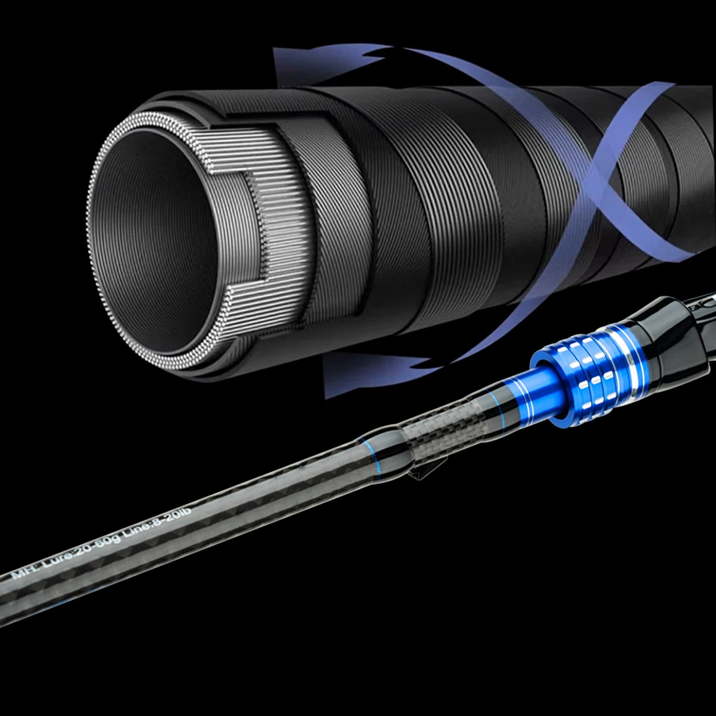 BIUTIFU Casting Spinning Lure Fishing Rods 1.68m 1.98m 2.1m 2.28m 2.4m 2.7m 3.0m 3.3m 2 Tips Baitcasting 3-80g Ultralight Fast Carbon Pole with Rod Tube Backpack For Seabass Bass Trout Pike