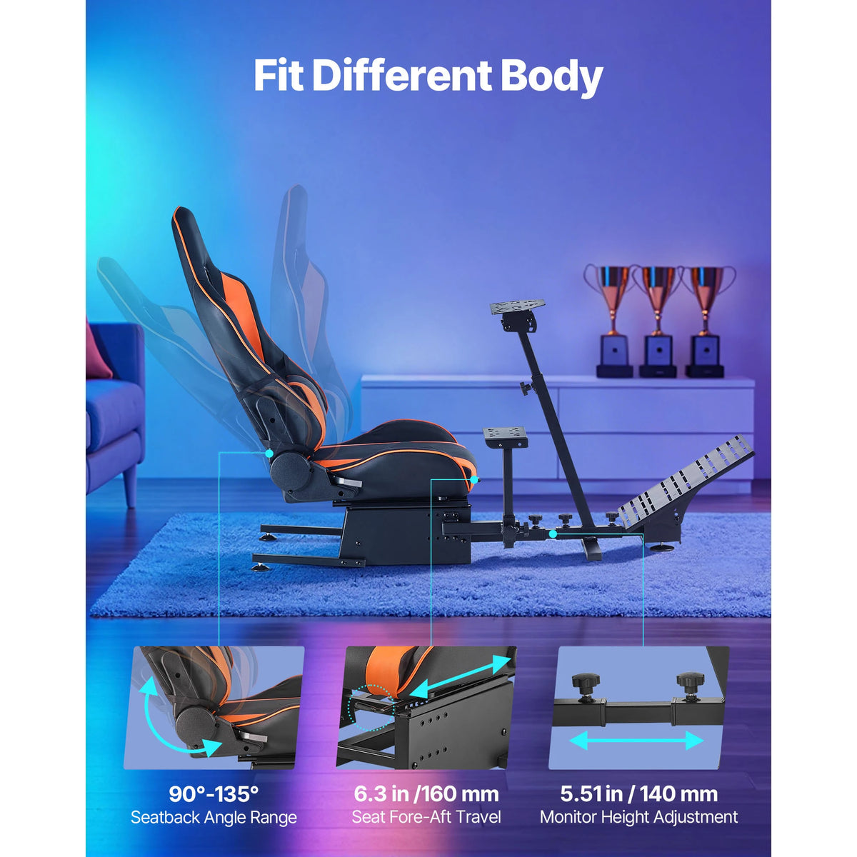 SucceBuy Racing Wheel Stand Simulator Cockpit Steering Wheel Stand Fit Logitech G25 G27 G29 G920 Thrustmaster T300RS TX F458