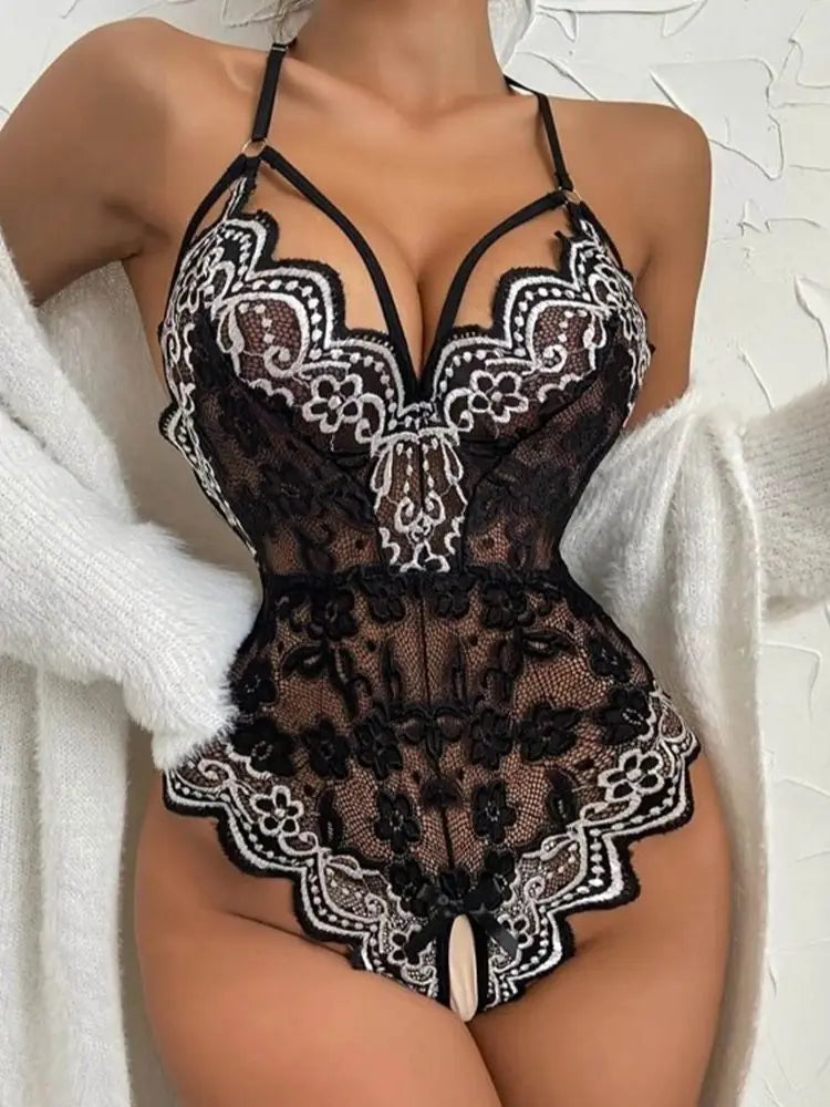Sexy Lingerie Lace Open Bra Set Ruffle Transparent Underwear Erotic Lingerie Sexy Bodysuit Erotic Sleepwear For Women