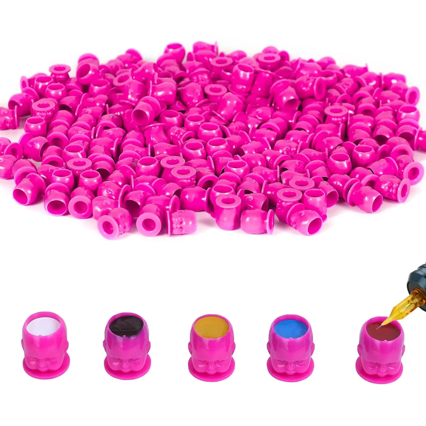 50/100/200pcs Plastic Disposable Tattoo Ink Cups With Base Pigment Clear Holder Container Cap Tattoo Accessory Permanent Makeup