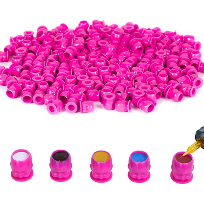 50/100/200pcs Plastic Disposable Tattoo Ink Cups With Base Pigment Clear Holder Container Cap Tattoo Accessory Permanent Makeup