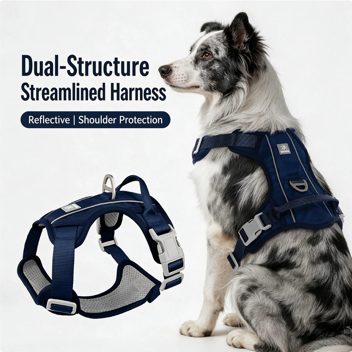 Reflekterande No-Pull Hundsele – Ergonomisk Oxford-väst med Handtag, S–XL, 5 Färger
