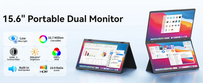 EVICIV 15.6" FHD Triple Portable Dual Monitor & Laptop Screen Extender 1080P FHD IPS Plug & Play No Driver USB-C 100%sRGB Triple Screen Foldable Mac/Windows Compatible Travel & Office 360° Screen Adjustment