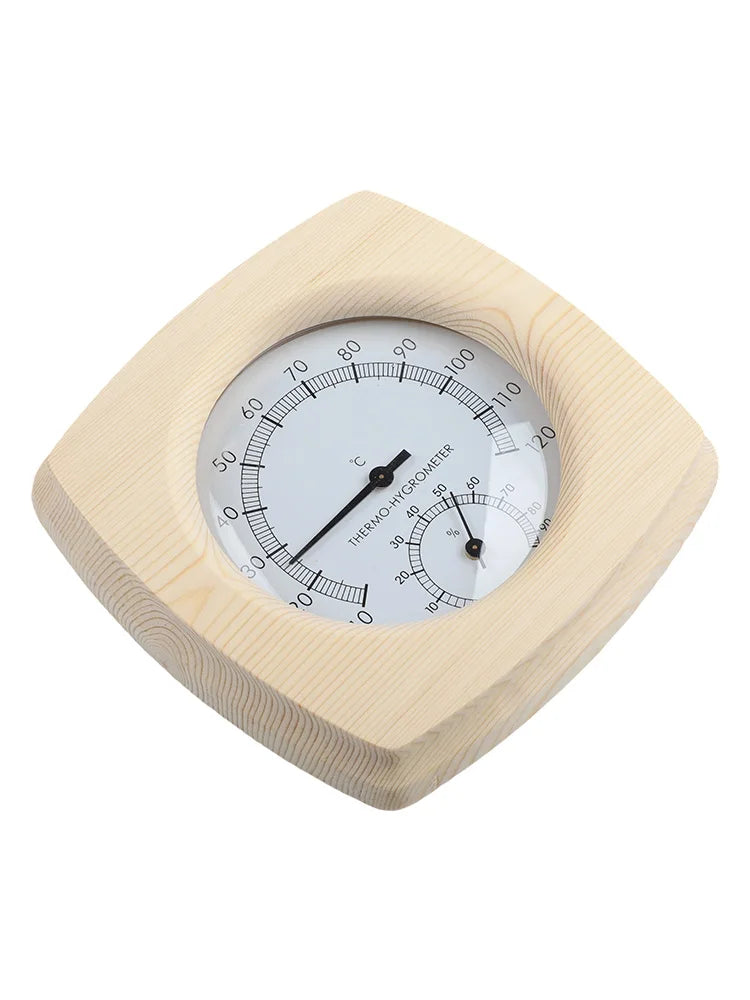 140 mm termometer och hygrometer i trä för bastu