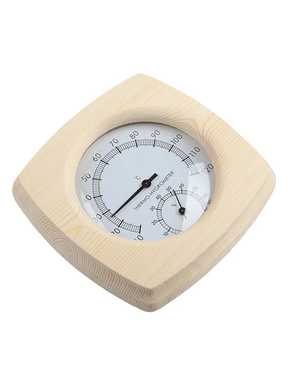 140 mm termometer och hygrometer i trä för bastu