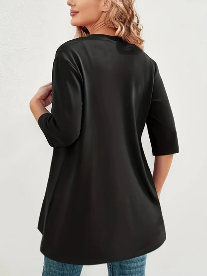Elegant plus Size Women's Cardigan Half Sleeve Medium to Long Light Elastic Autumn Winter Fashion for Europe And America