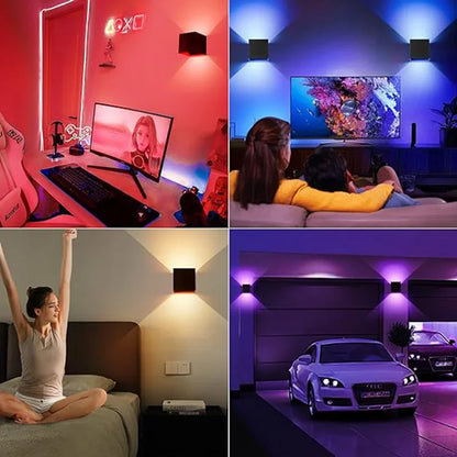 Tuya Smart Kubvägglampa – RGBCW, Justerbar Vinkel 0–130°, IP65, 12W, WiFi, Alexa & Google