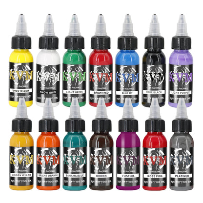 14Colors 1/oz Tattoo Ink Pigment Body Color Drawing Art Tattoo Ink Semi-permanent Makeup Tattoo Supplies for Tattoo Artists