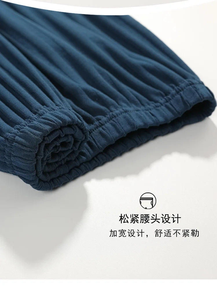 2023 New Cotton Sleepwear Men's 3 Pieces Set Homewear Plus Size 4XL Cardigan Nightwear Short Sleep Tops & Shorts & Long Pants