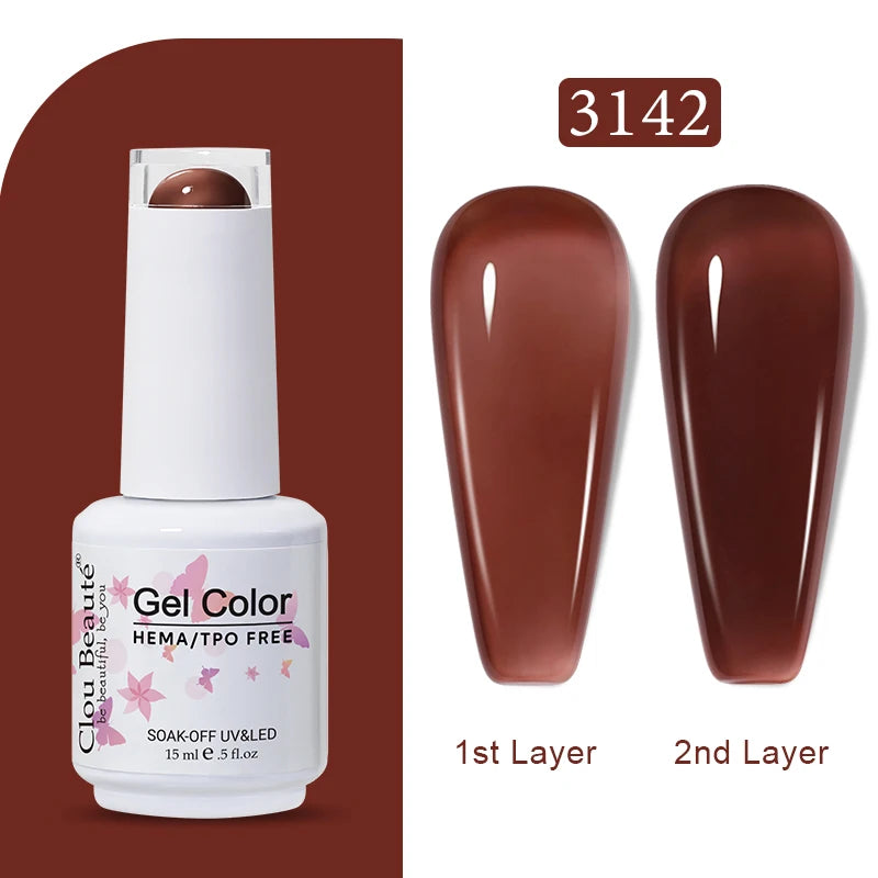 Clou Beaute Transparent French Gel Polish Translucent Nude Pink Red Jelly Glass Milky White Varnish Rainbow Color Nail Art