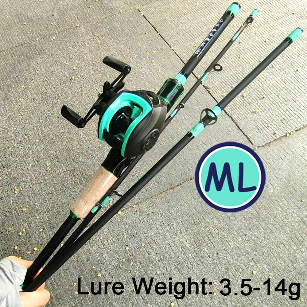 NEW Short Fishing Rod Reel Combo Set Spinning Lure Casting Rods 1.8m-2.1m 4/5Section 212g Baitcasting Reel Jigging Max Drag 10kg