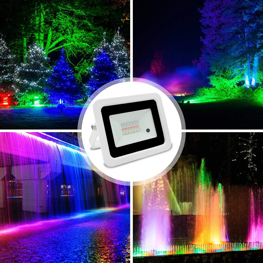 RGB LED Projektor Strålkastare IP68 – 20W/30W/50W/100W/200W, Svart/Vit, AC110V & AC220V, Fjärrkontroll