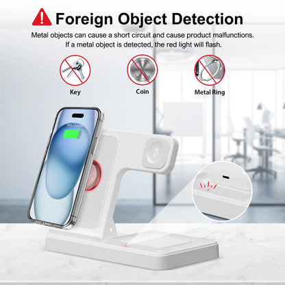15W Magnetic Wireless Charger Stand Foldable 3 In 1 Fast Charging Sation for iPhone 17- 12 Pro Max Apple Watch 8 7 Airpods Pro
