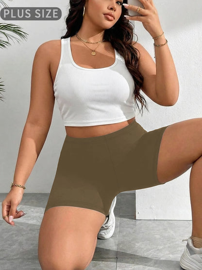 Dam Plus Size Biker Shorts Träning – Mjuk Högsträck Squat Proof Yoga Gym Fitness Knälång, 9 Färger 1XL–4XL