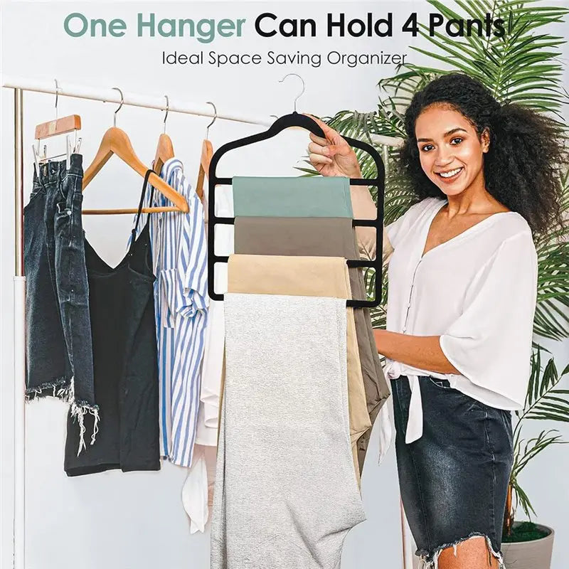 L60A Hangers, Space-Saving Multi-Tier Closet Organizers For,Trousers, Skirts, Scarves,Non-Slip Vertical Storage