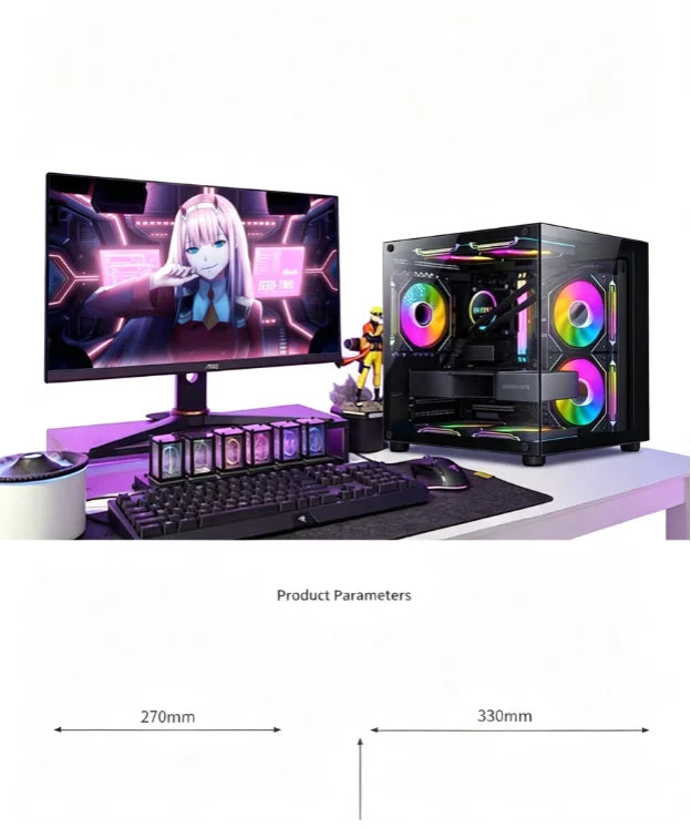 S920 Mini Ocean‑Style White M‑ATX PC Chassis Side‑Transparent Panel DIY Desktop Gaming Computer Case