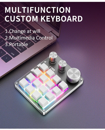 Bluetooth Macropad Macro Mechanical Keyboard 16 Keys 3 Knob RGB Mini Gaming Custom Programming Hotswap Keypads For Photoshop