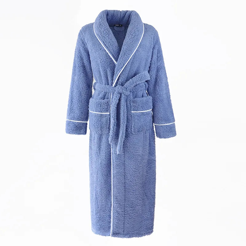 Female Autumn and Winter Warm Long Flannel Thick Couple Bath Bathrobes Men Women Pajamas Shower Robe Bath Towels For Adults