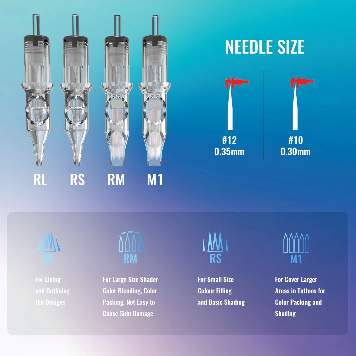 50/20PCS MIX Tattoo Cartridge Needles Individual Package Disposable Sterile Transparent Tattoo Needles  for Tattoo Pen Machine
