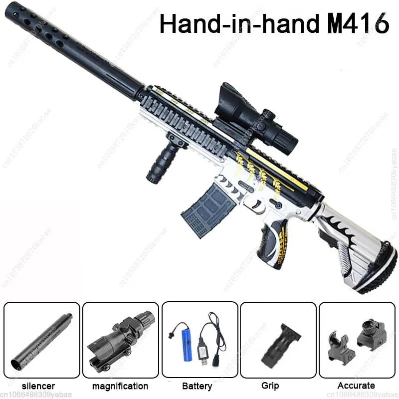 M416 elektrisk vattenpistol för utomhuslek, röd eller silver