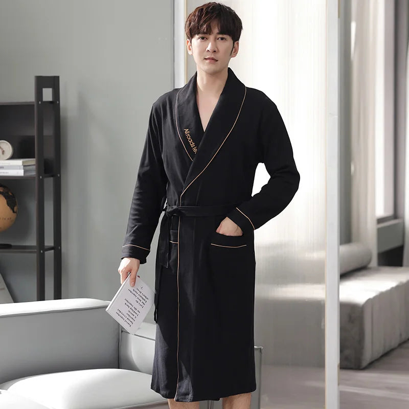 Herr Badrock Lång Kimono – 100% Bomull Rutig Höst, 6 Motiv M–4XL