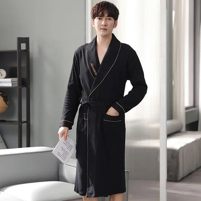Herr Badrock Lång Kimono – 100% Bomull Rutig Höst, 6 Motiv M–4XL