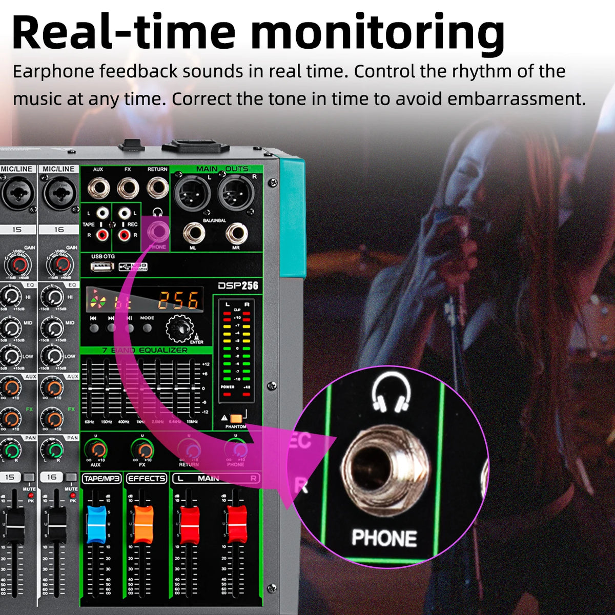 Depusheng MG16 16-kanals ljudmixer med USB och Bluetooth