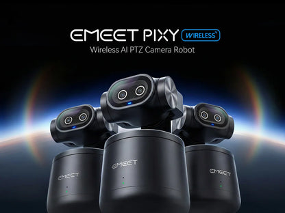 EMEET PIXY Wireless 4K Webcam Dual-Lens AI Tracking PTZ Streaming Camera Gesture Control HDR Live Streaming for YouTube/Facebook