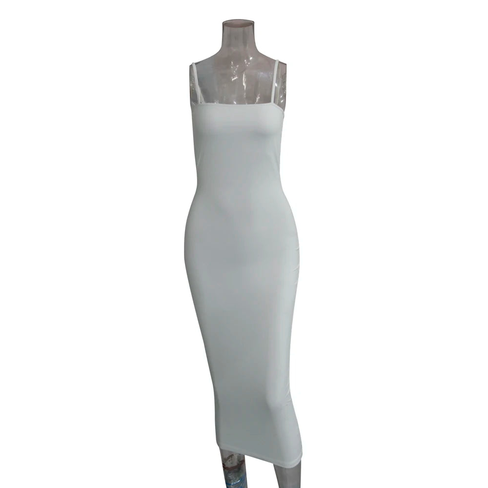 Dam Axelbandsklänning Midi – Sexig Bodycon med Öppen Rygg, Clubwear för Sommar, S–L